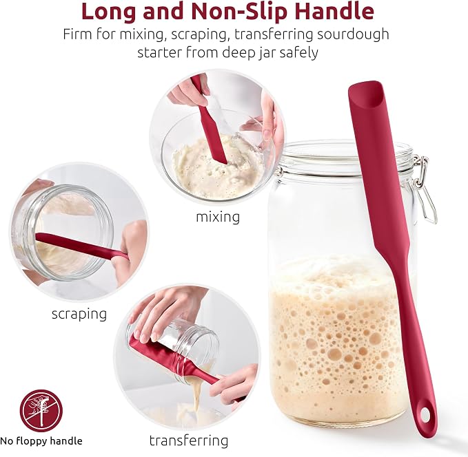 U-Taste Silicone Jar Spatula for Sourdough Starter: Long Skinny Food-Grade Jam - Image 3