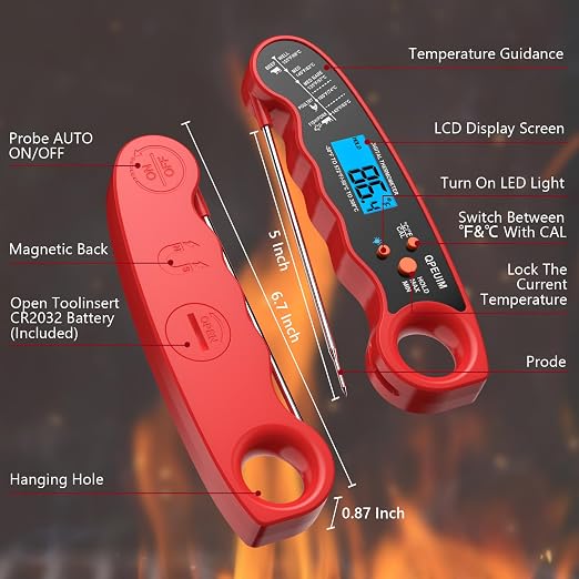 QPEUIM Meat Thermometer Digital Instant Read Thermometer Waterproof Food - Image 8