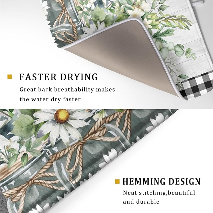 Spring Summer Daisy Floral Dish Drying Mat - Image 3