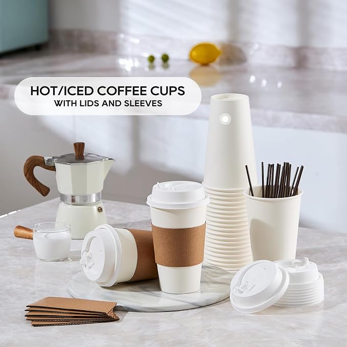 JOLLY PARTY 16 oz Paper Coffee Cups, Disposable Paper Coffee Cup - Image 7