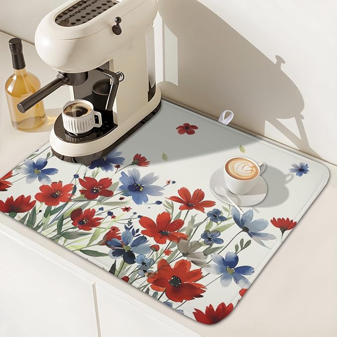 4th of July Floral Dish Drying Mat - Image 7
