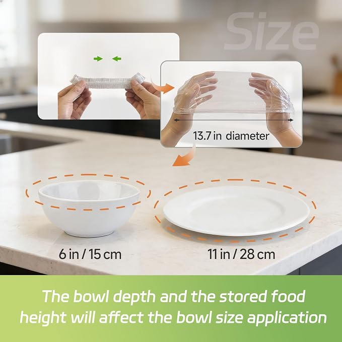 Hrunkfg100 Pcs Bowl Covers Plastic Wrap, Reusable Elastic Food Cover, Extra - Image 2