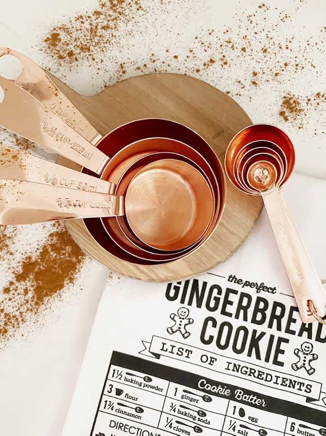 Copper Measuring Cups and Spoons Stainless Steel 9 pieces - Image 6
