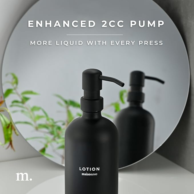 MaisoNovo Soap Dispenser 2-Piece Set | 16.9oz Black Bottles - Image 5