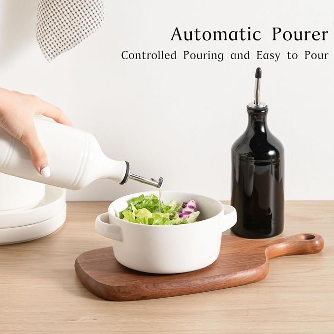 Sweejar Ceramic Olive Oil Dispenser Bottle Set, Opaque Oil Cruet Protects to - Image 3