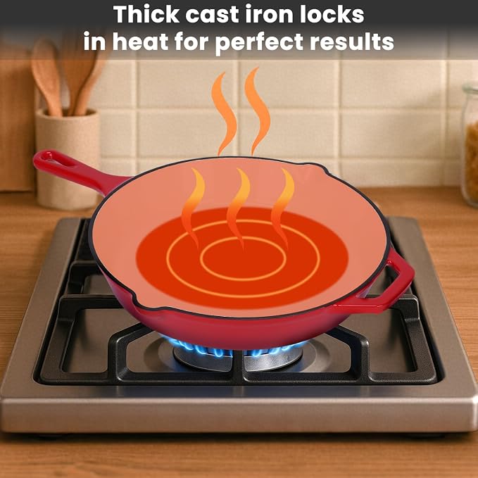 QuliMetal Nonstick Enameled Cast Iron Cookware Set, 5-Piece Pots and Pans Set - Image 3