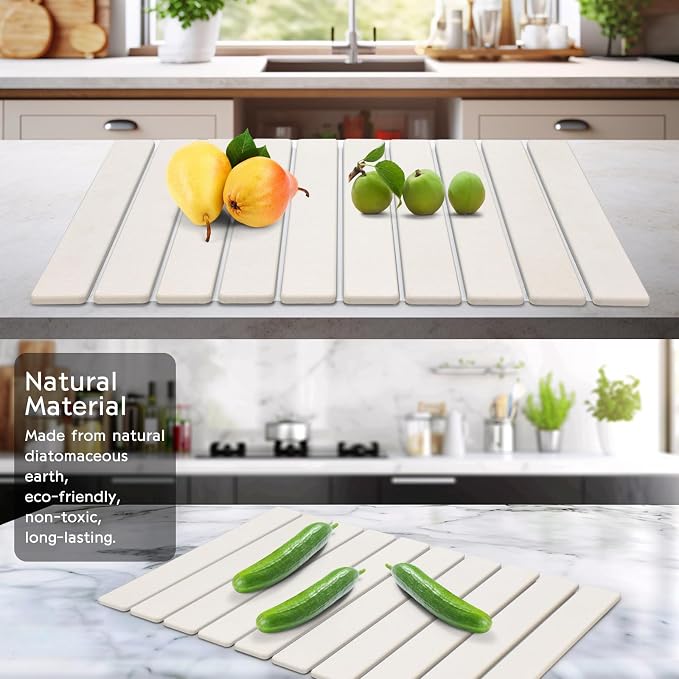 Large Stone Dish Drying Mat for Kitchen Counter, Eco-Friendly Diatomaceous - Image 6