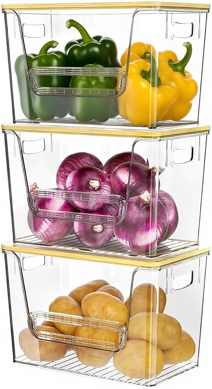 Delamu 3 Pack Pantry Organizers and Storage, Trash Bag Dispenser by DELAMU