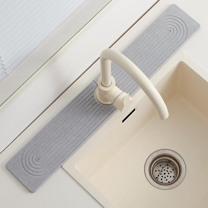 Stone Faucet Mat for Kitchen Sink, Faucet Mat Fast Drying Diatomite, Sink by FATILINHOME