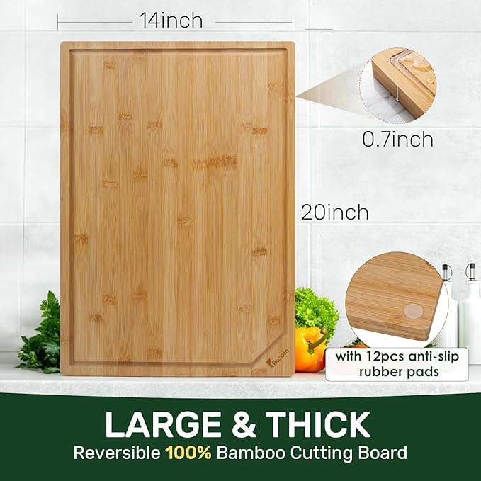 Kikcoin 20”×14” Bamboo Cutting Boards - Image 3