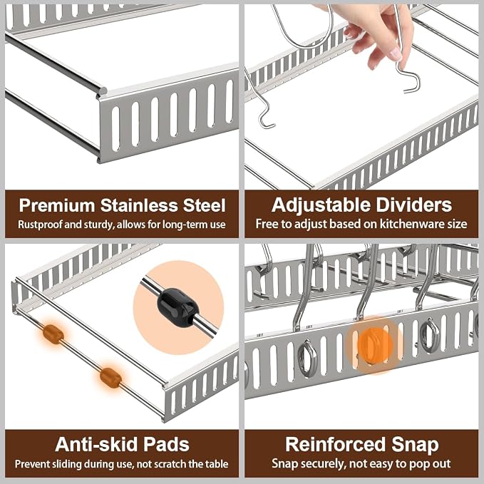 Housolution 2 Pack Pot and Pan Organizer, Pan Lid Holder Storage Rack - Image 3