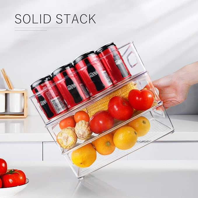 Stackable Refrigerator Organizer Bins, 6 Pack Clear Kitchen Organizer Container - Image 6