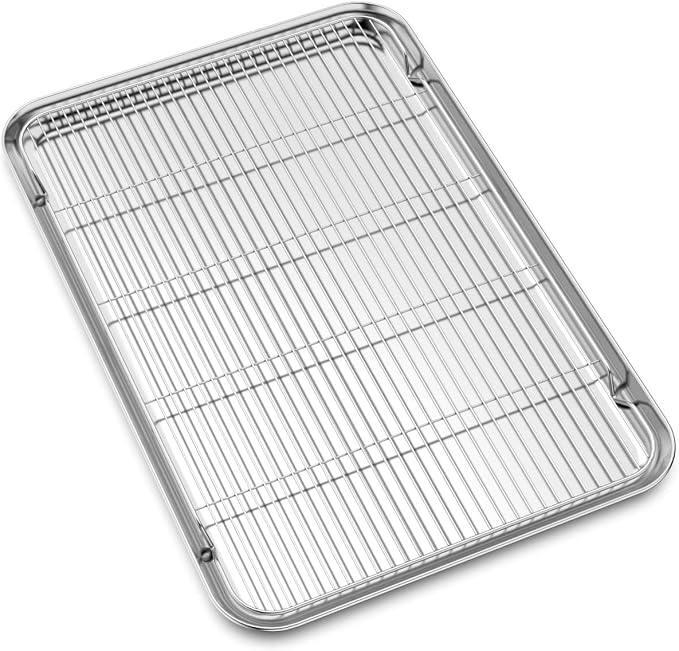 Large Set Baking Sheet and Cooling Rack Set, Bastwe 24L x 16W x 1H inch by BASTWE