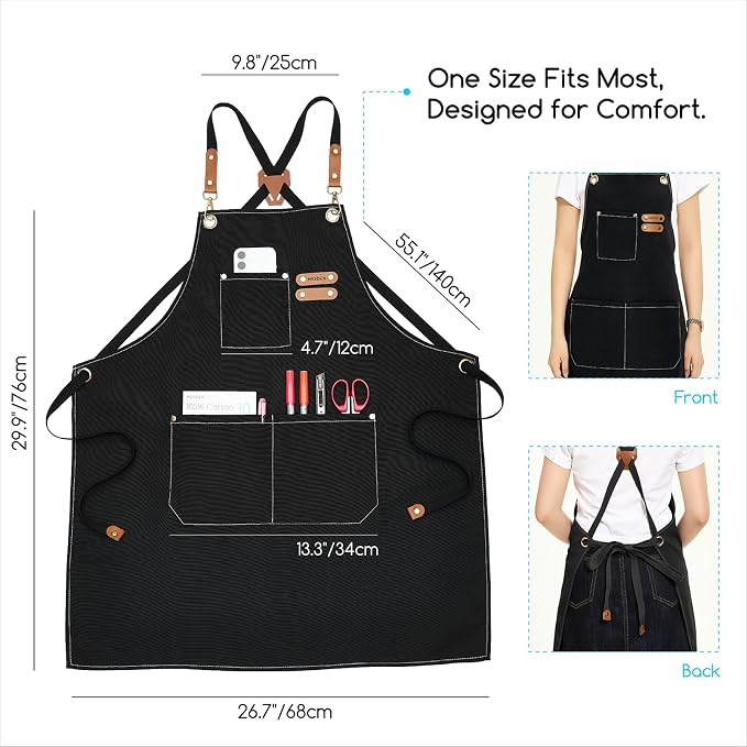 MEEDEN Painting Apron for Men Women: Adjustable Cross Back Waterproof Polyester - Image 2