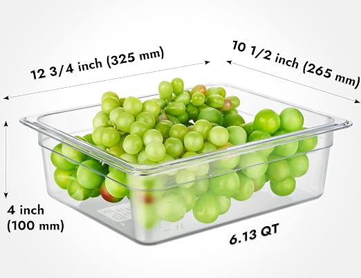 CURTA 6-Pack 1/2 Size 4" Deep NSF Polycarbonate Food Pans | Dishwasher & - Image 2