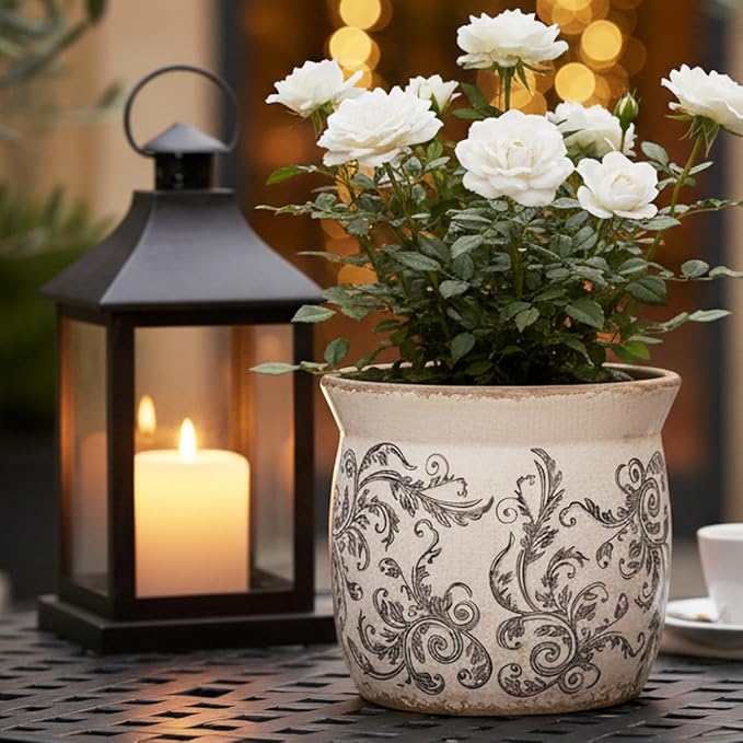 Rustic Ceramic Planter & Kitchen Utensil Holder, 6.21 Inch Vintage Crackle - Image 2