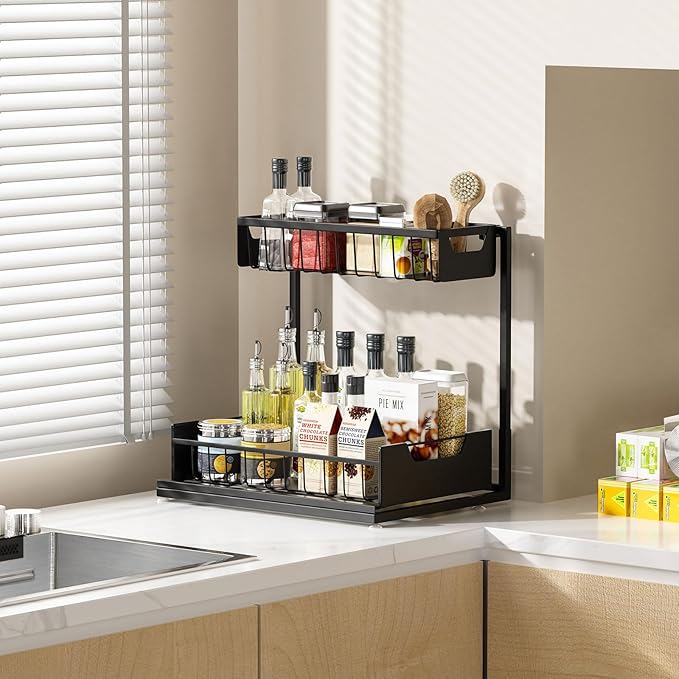 Ceetug Under Kitchen Sink Organizers and Storage Pull Out 2 Tier Metal Bathroom - Image 5