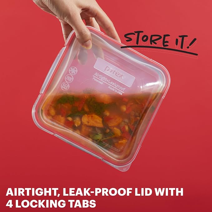 Pyrex Freshlock Mixed Sized Airtight Glass Food Storage Container Set, Non Toxic - Image 4