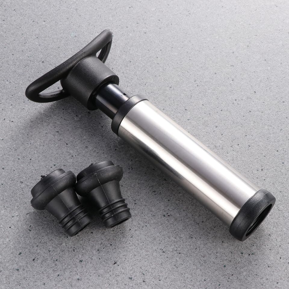 Healifty Wine Saver Vacuum Pump Set 2 Wine Bottle Stoppers Abs Steel
