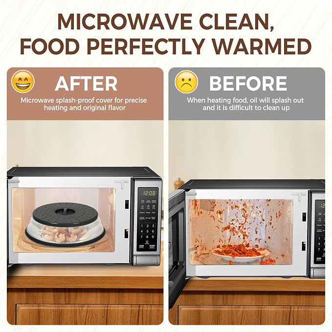 12 Inchs Microwave Splatter Cover & Silicone Mat, Large Vented Collapsible - Image 2