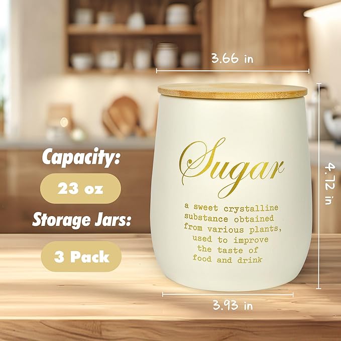 Coffee Tea Sugar Container Set of 3, Farmhouse Storage Containers Jars - Image 2