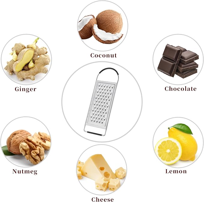 Cheese Grater Handheld, HIA Flat Coarse Stainless Steel Graters - Image 4