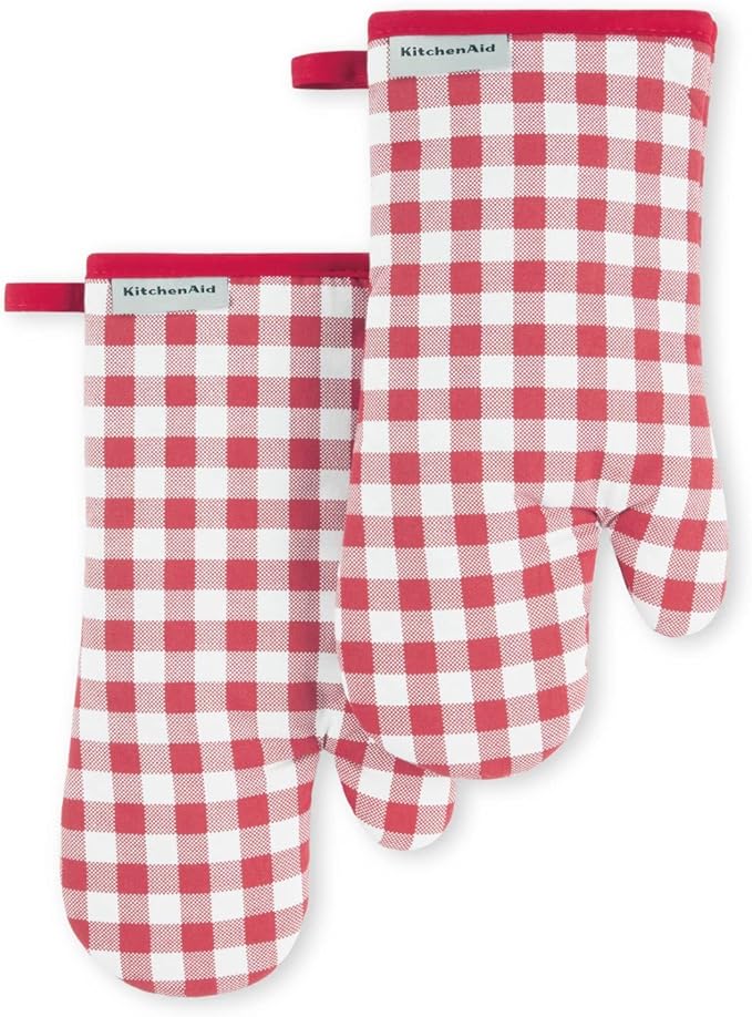 KitchenAid Gingham Oven Mitt 2-Pack Set, Passion Red by KitchenAid