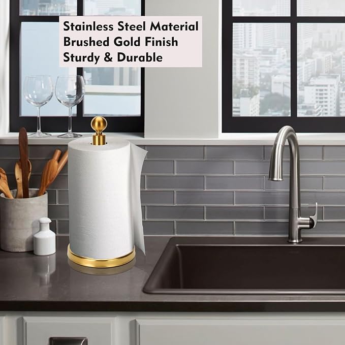 Gold Paper Towel Holder Countertop, Standing Paper Towel Roll Holder - Image 7