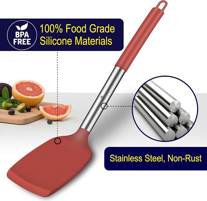HOTEC Silicone Spatula Set of 2 Heat-Resistant 600°F & BPA-Free Kitchen - Image 3