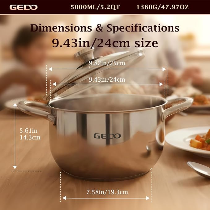 GEDO Stainless Steel Stock Pot - Image 3