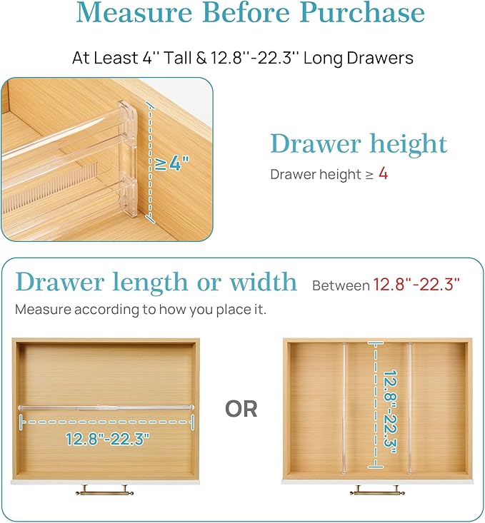 Vtopmart 4 Pack 4" Regular Upgrade Drawer Dividers - Image 2