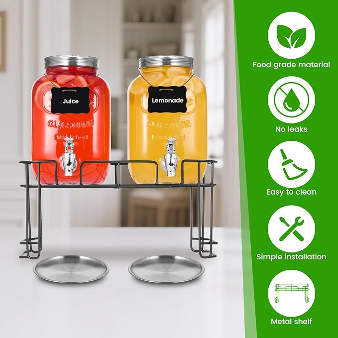2 Pack1 Gallon Glass Drink Dispensers - Image 3