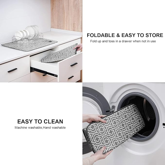 SUBEKYU 24" x 18" Dish Drying Mat, Dish Mat Drying Kitchen Mat Large, Absorbent - Image 6