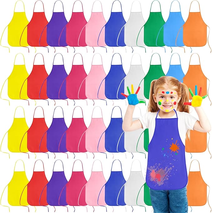 KUUQA 16/24/30/36/40Pcs Kids Apron Painting Aprons by KUUQA