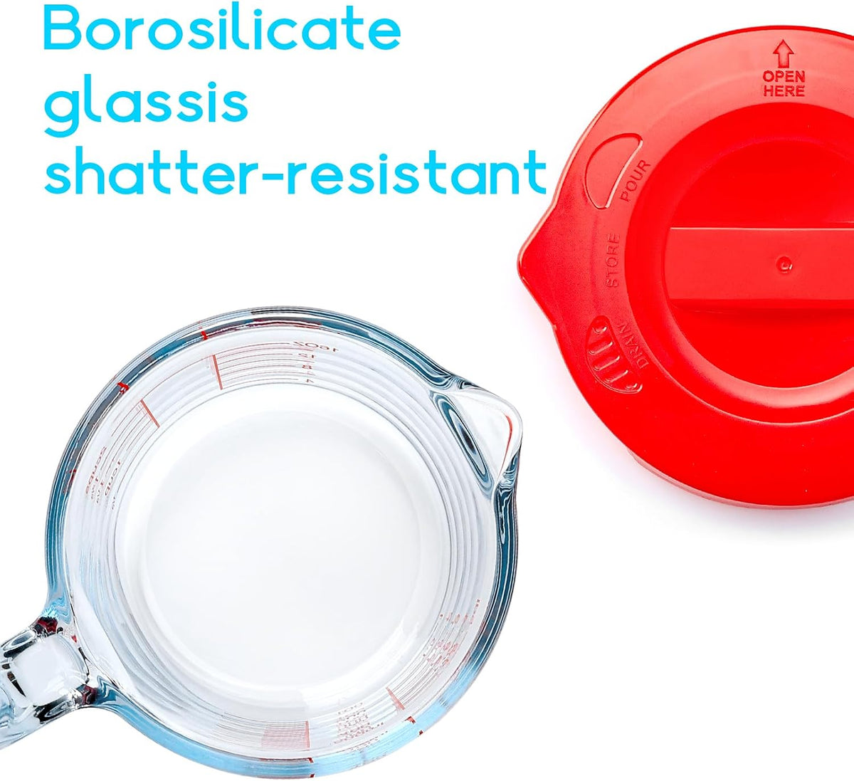 NUTRIUPS 4-Cup High Borosilicate Glass Measuring Cup with Lid for