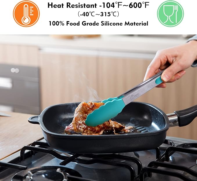 HOTEC Premium Stainless Steel Locking Kitchen Tongs - Image 2
