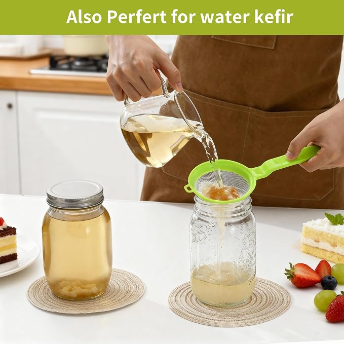 Luckyiren Kefir Strainer Set, 2-Size Plastic Non-Metal Sieve - Image 6