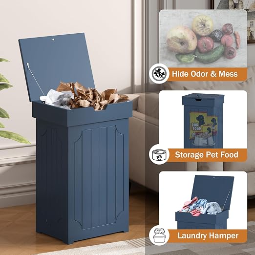 Function Home Trash Can Cabinet, 13 Gallon Kitchen Garbage Can, Wood Recycling - Image 7