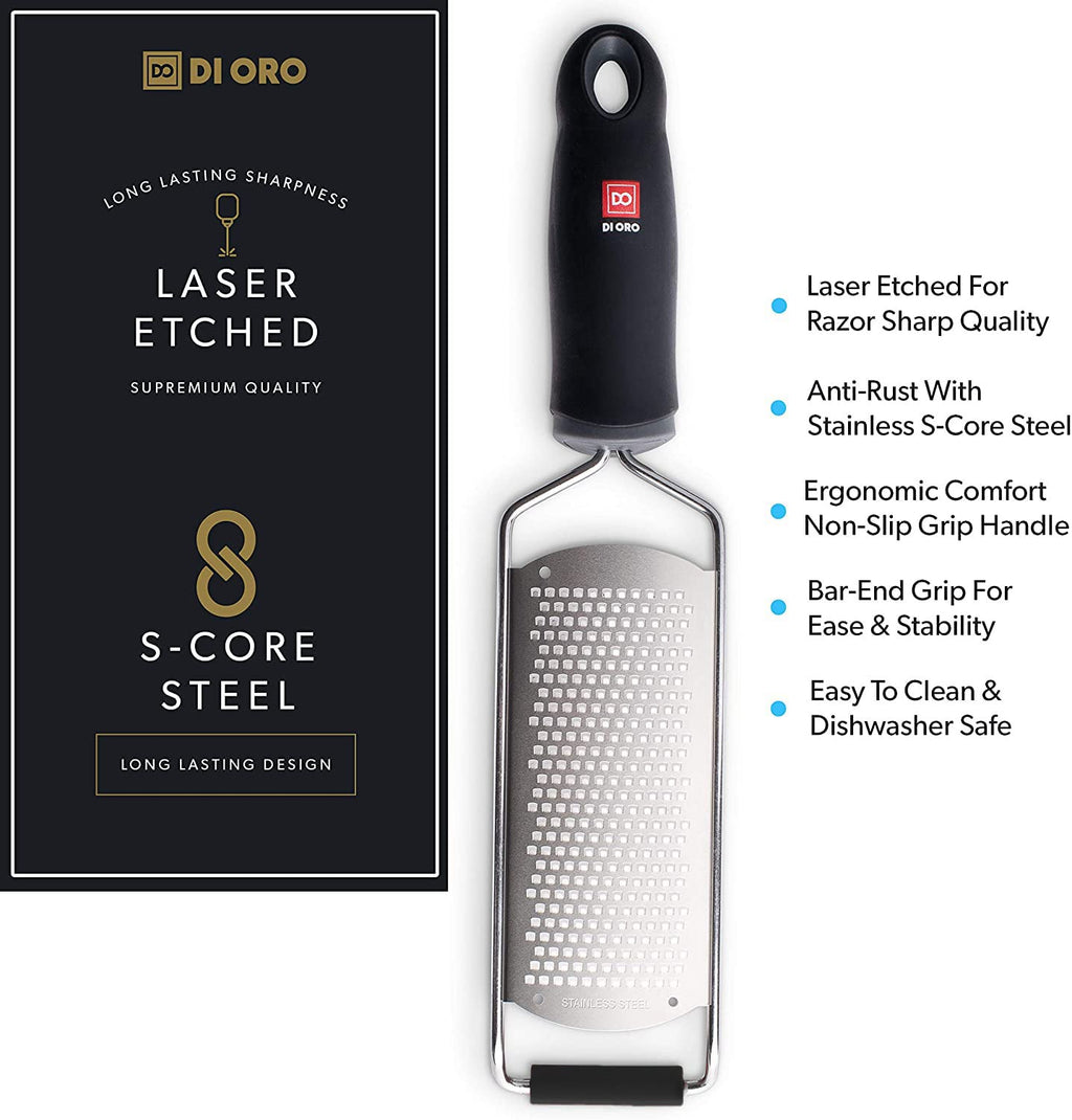 DI ORO Zester Grater - Stainless Steel Lemon Zester with Handle
