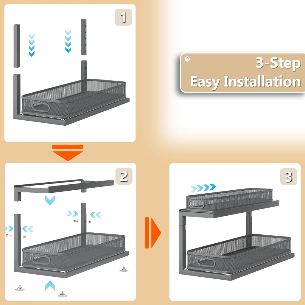 2-Pack 21.3 IN Depth Under Sink Organizer With Next-Gen Ball-Bearing