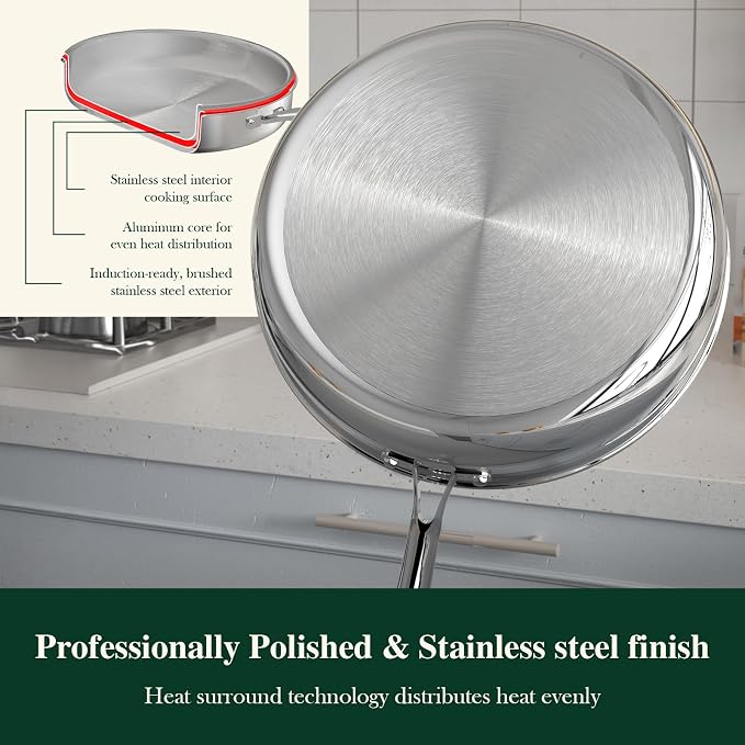 12 Inch Tri-Ply Stainless Steel Frying Pan, Frying Pan - Image 9