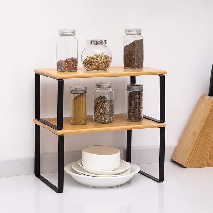 NEX Kitchen Cabinet and Counter Shelf Organizer, Stackable & Expandable - Image 2