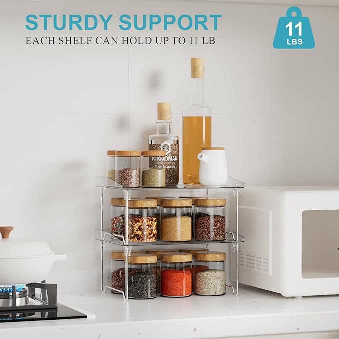 STARLATTA 2 Pcs Cabinet Organizer Shelf, Stackable Kitchen Counter Shelves - Image 5