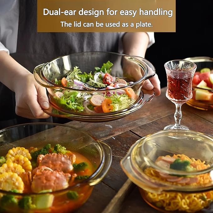 Amber Borosilicate Glass Casserole Dish - Image 4