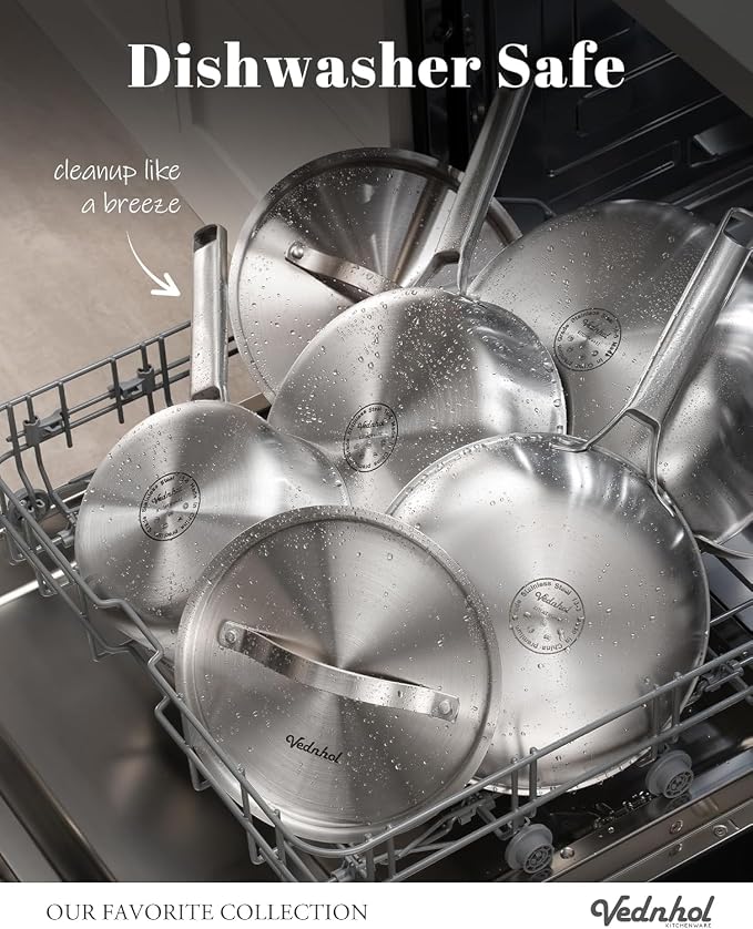 Stainless Steel Frying Pan Set 8+10+12 Inch, Tri-Ply Stainless Steel Skillets - Image 4
