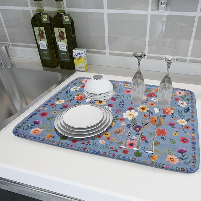 Colorful Flower Dish Drying Mat - Image 6