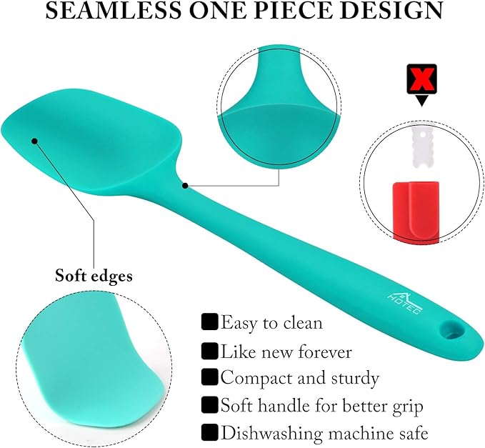 HOTEC Heat Resistant 600℉ Food Grade Silicone Rubber Spatula Set - Image 6