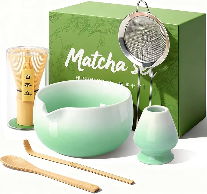 Matcha Whisk Set, Ceramic Matcha Set Includes Bowl & Holder, Bamboo Whisk by Unknown