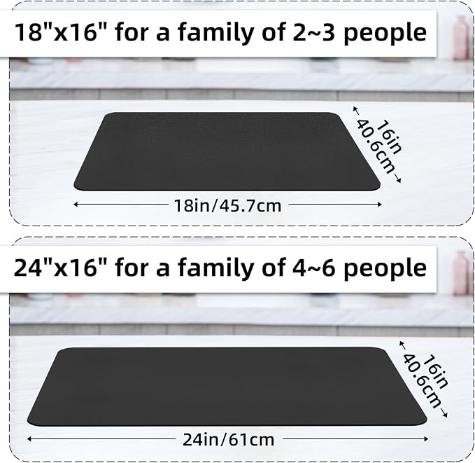LOPNUR Kitchen Dish Drying Mat, Super Absorbent Dish Drying Pad, Diatomite - Image 5
