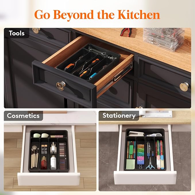 Lifewit Silverware Drawer Organizer Tray, Plastic Cutlery Storage - Image 9